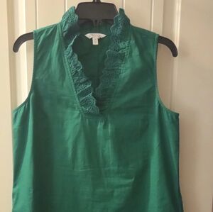 Crown & Ivy Green Ruffled Tank Top